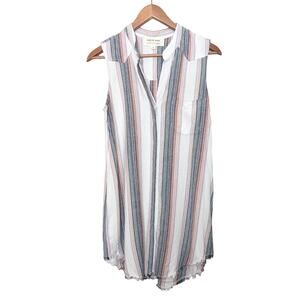 Anthropologie Cloth & Stone Linen Frayed Button Down Short Dress Women’s Small